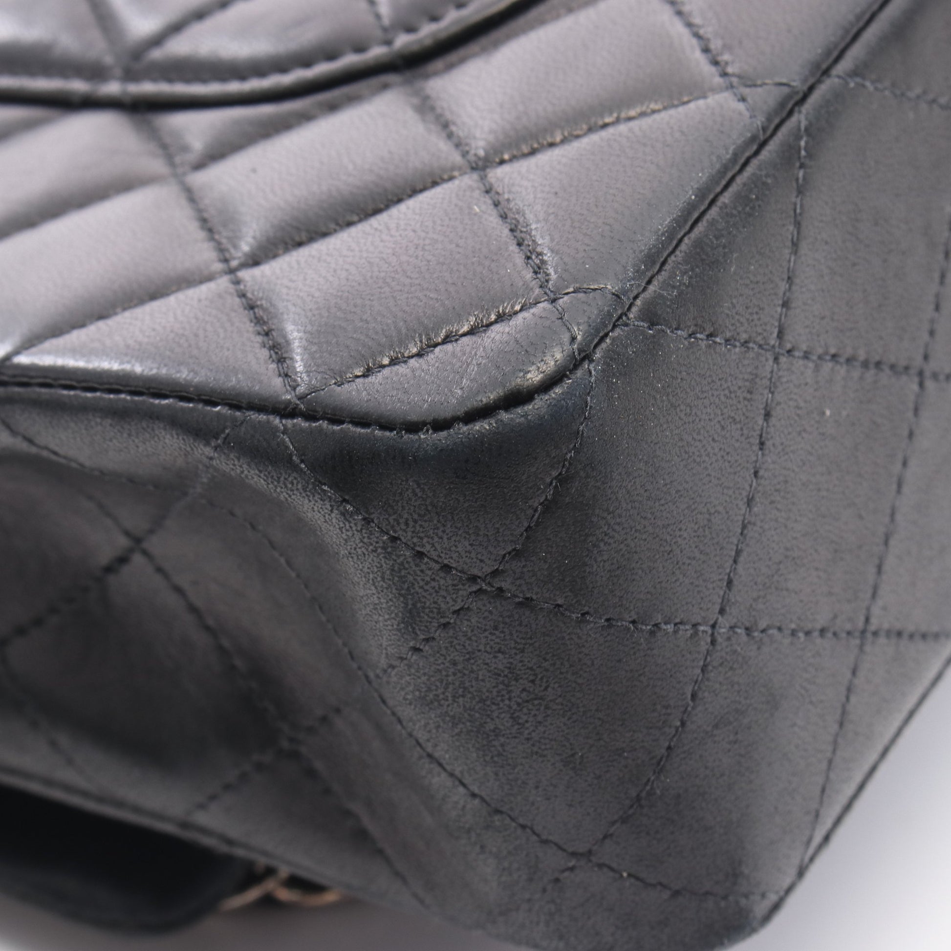 マトラッセ Wフラップ Wチェーンショルダーバッグ ラムスキン ブラック シルバー金具 シャネル バッグ CHANEL