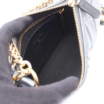 マトラッセ ココマーク チェーンショルダーバッグ レザー グレー ゴールド金具 2WAY シャネル バッグ CHANEL