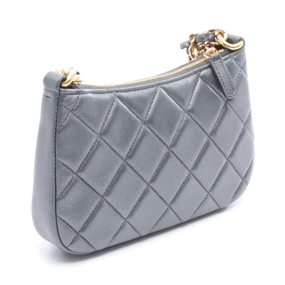 マトラッセ ココマーク チェーンショルダーバッグ レザー グレー ゴールド金具 2WAY シャネル バッグ CHANEL