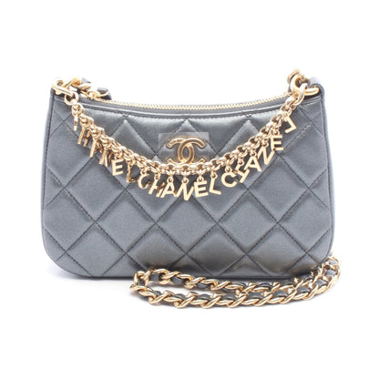 マトラッセ ココマーク チェーンショルダーバッグ レザー グレー ゴールド金具 2WAY シャネル バッグ CHANEL