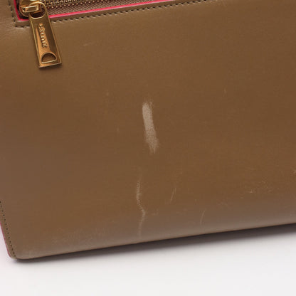 トラペーズ スモール ハンドバッグ レザー グレーブラウン ピンクパープル 2WAY セリーヌ バッグ CELINE