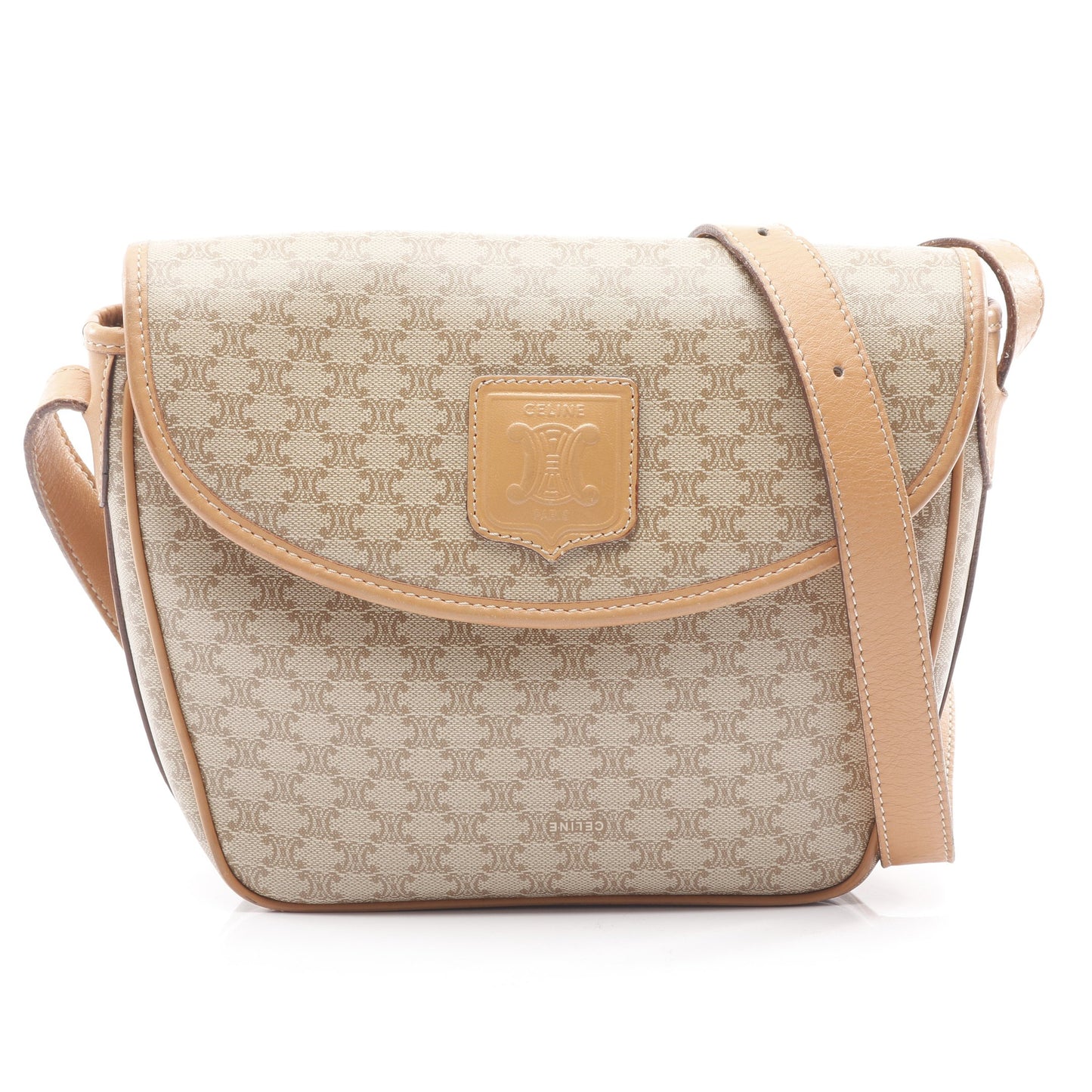 マカダム ショルダーバッグ PVC レザー ベージュ ライトブラウン セリーヌ バッグ CELINE