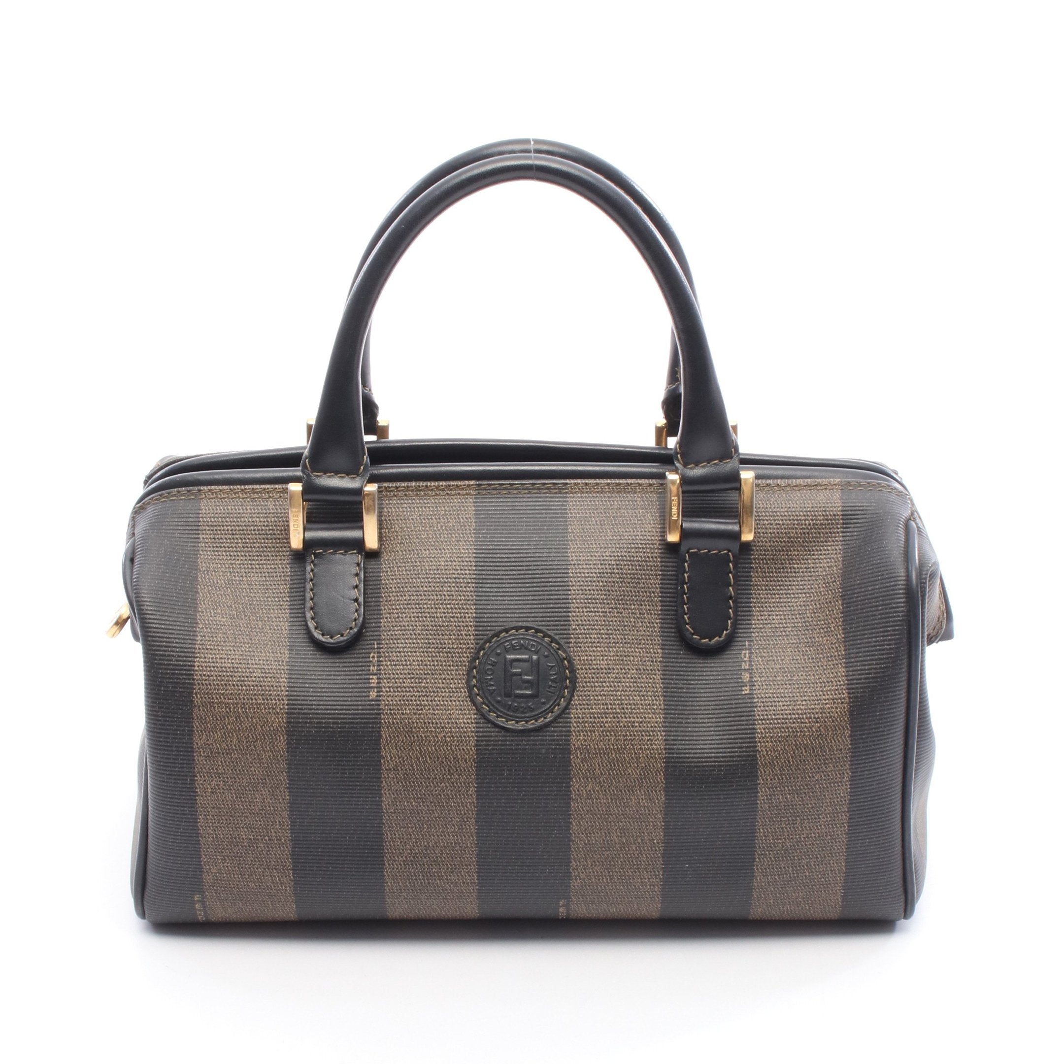 ペカン ハンドバッグ ミニボストンバッグ PVC レザー ダーク