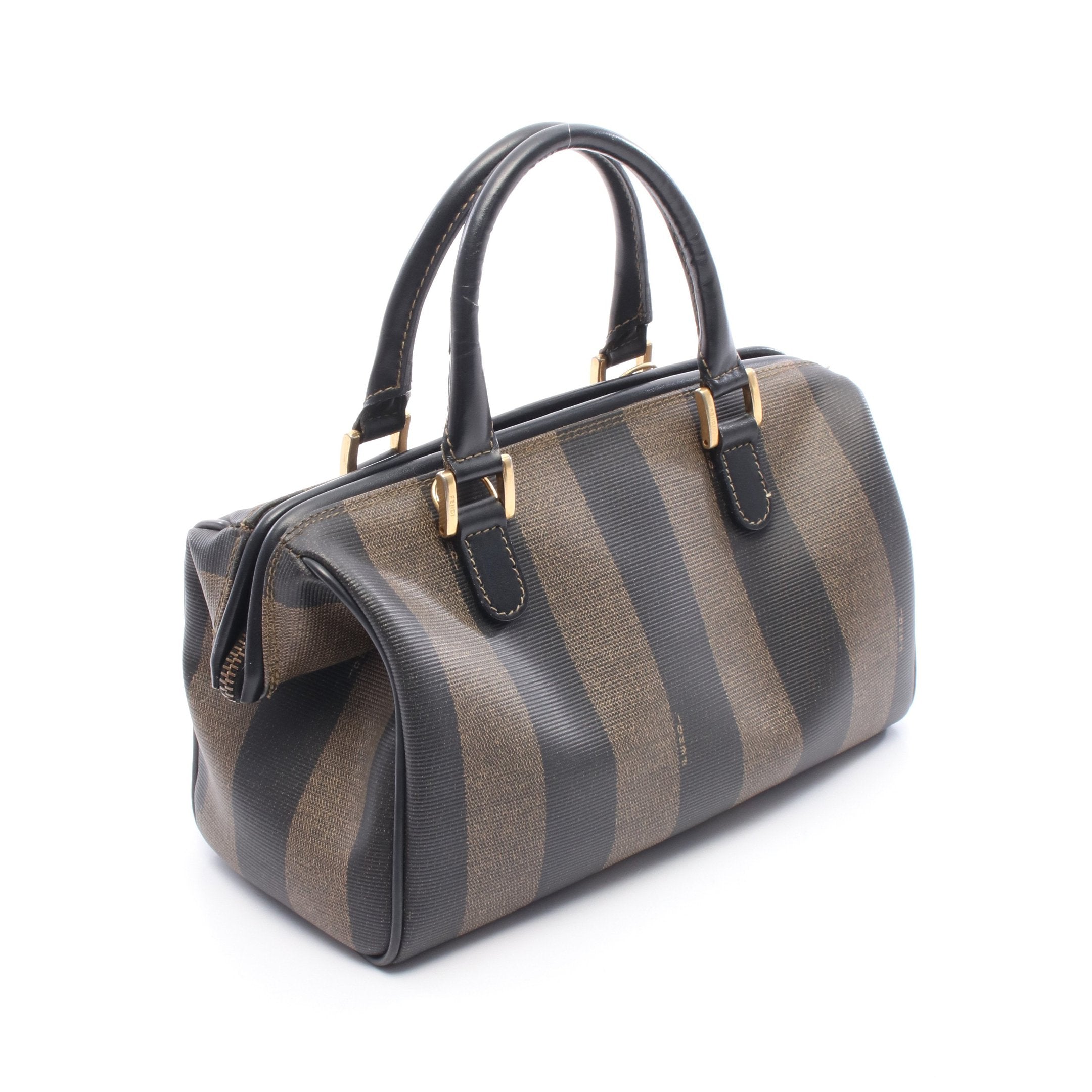 美品 フェンディ ペカン ミニボストンバッグ　レザー pvc ハンドバッグ フェンディ ペカン ハンドバッグ ミニボストンバッグ PVC レザー