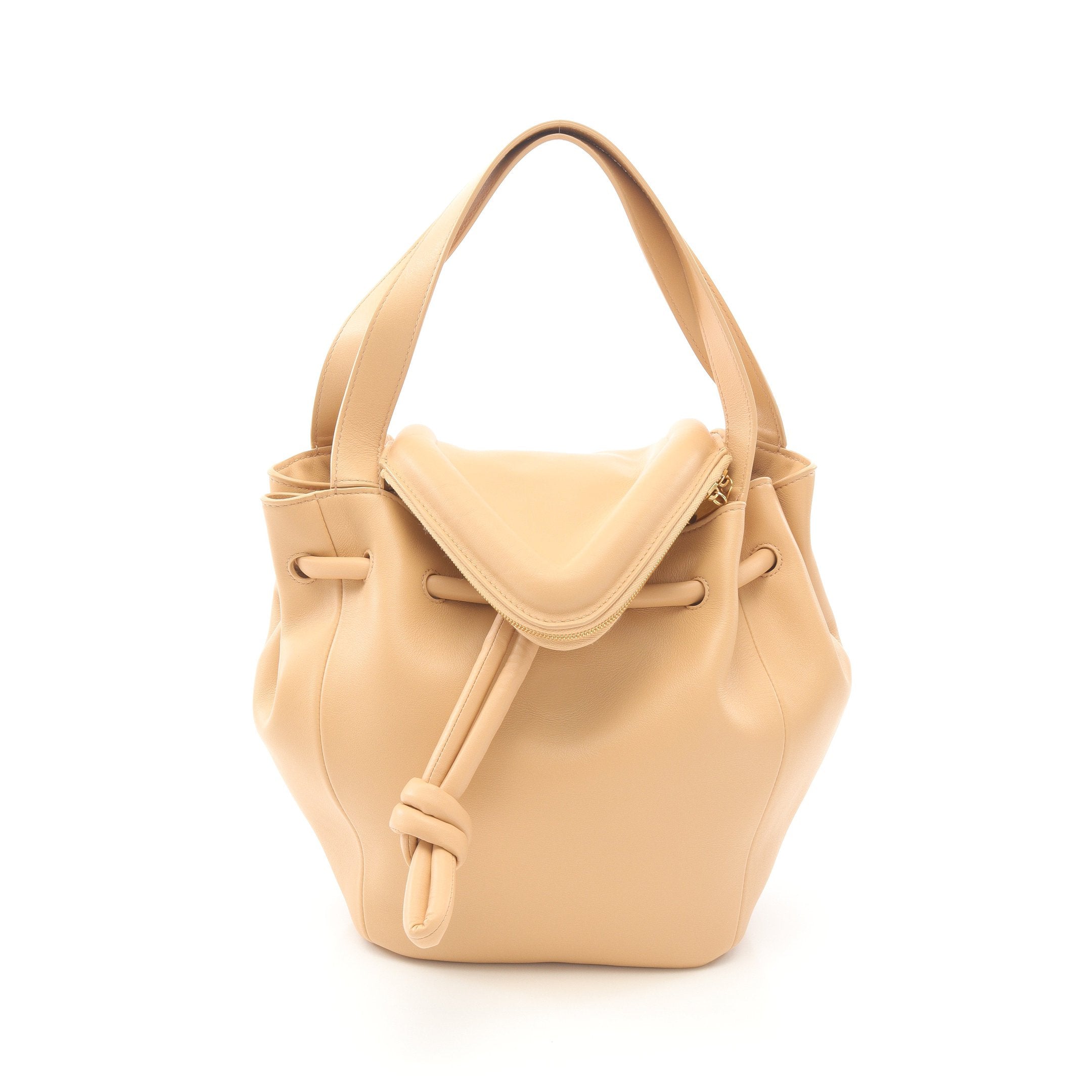 [最終値下げ]12/3BOTTEGA VENETA ベージュ ハンドバッグ BEAK ビーク ハンドバッグ レザー ライトベージュ ボッテガヴェネタ