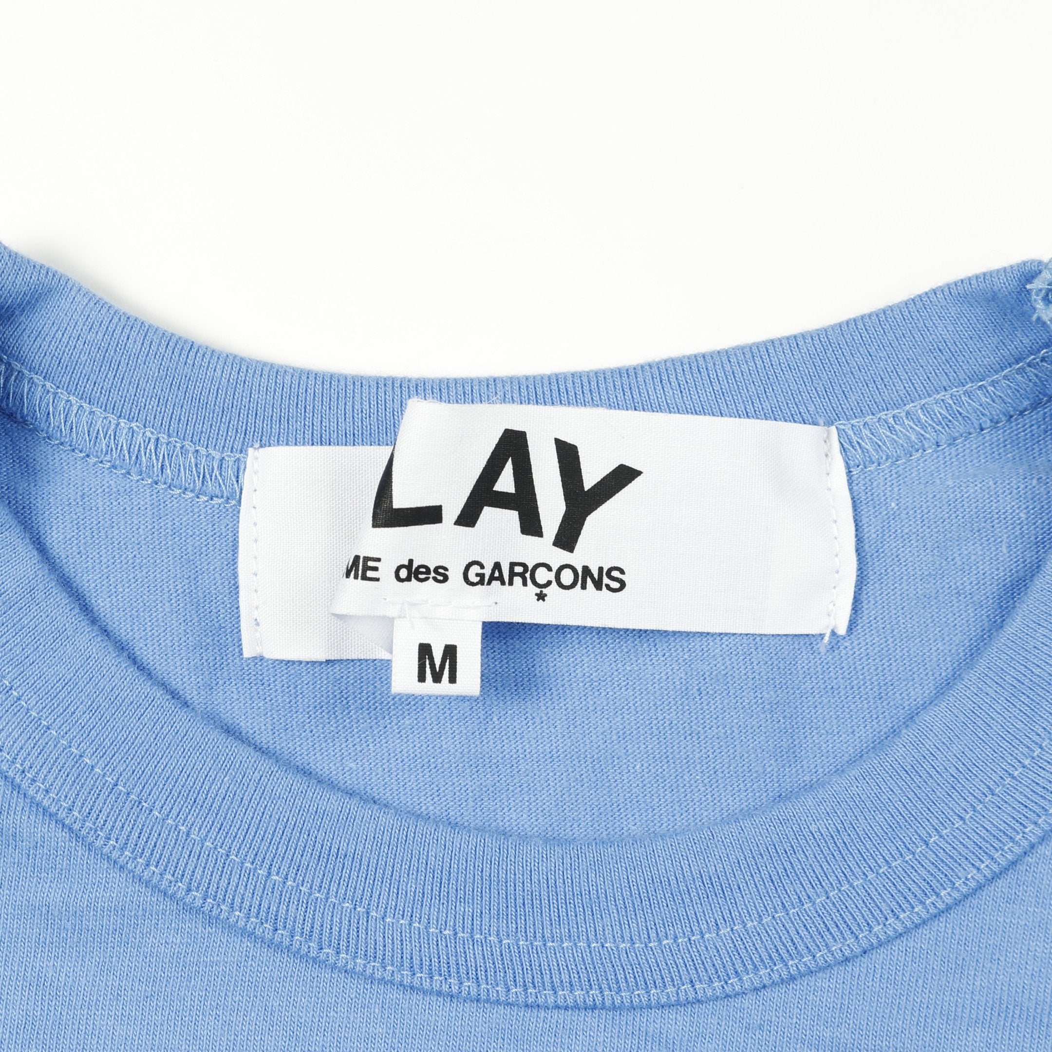 ハートロゴ ワッペン Tシャツ クルーネック 半袖 コットン ブルー
