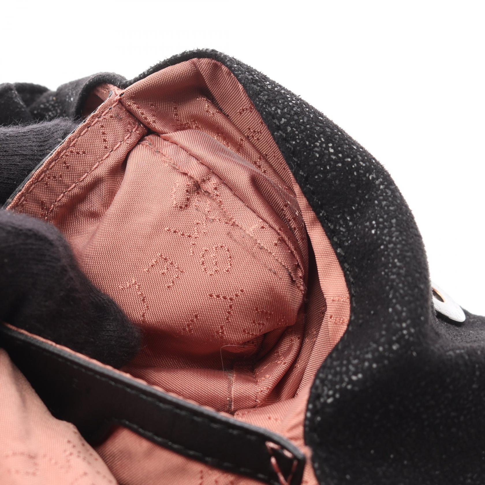 ファラベラ ミニ チェーンショルダーバッグ フェイクレザー ブラック