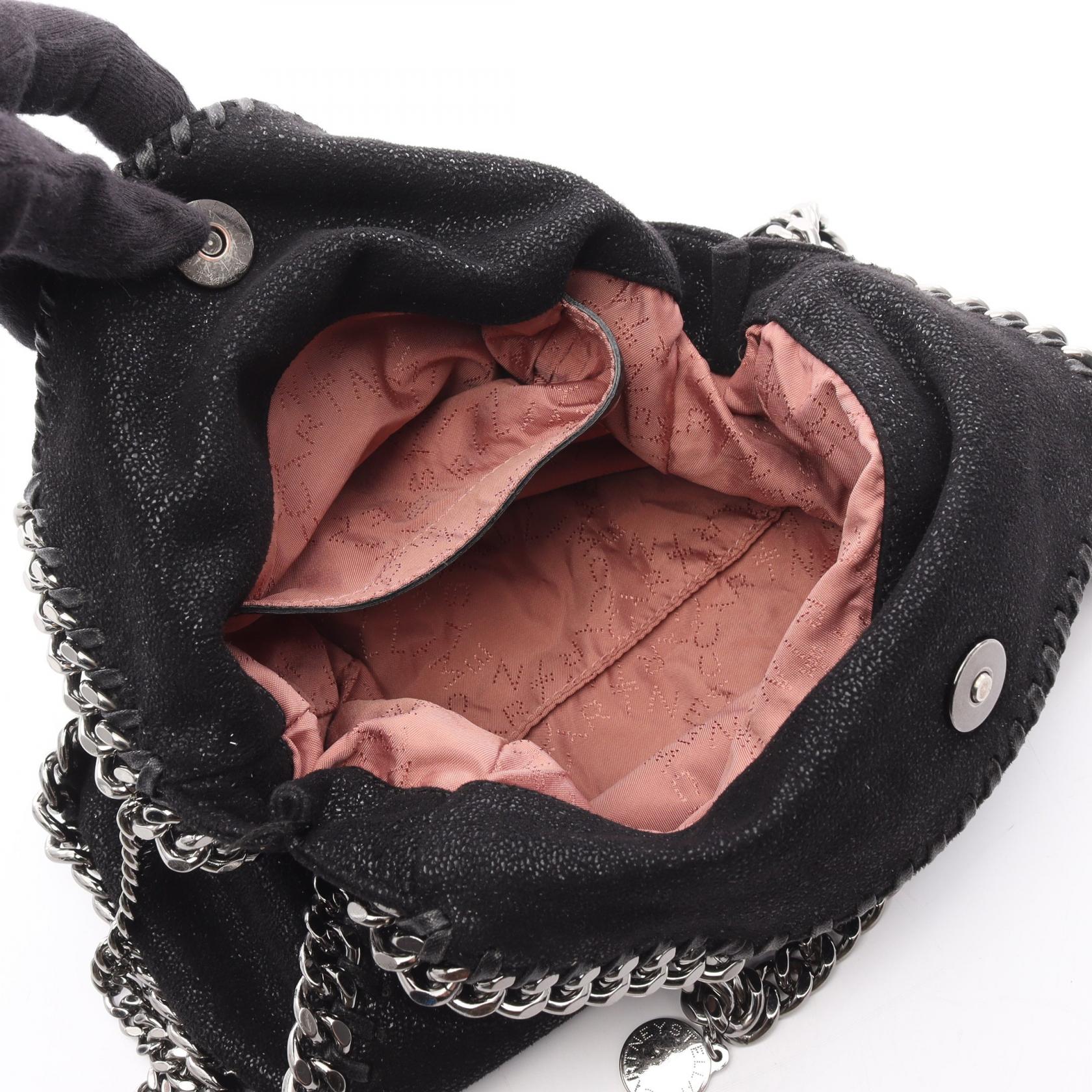 ファラベラ ミニ チェーンショルダーバッグ フェイクレザー ブラック