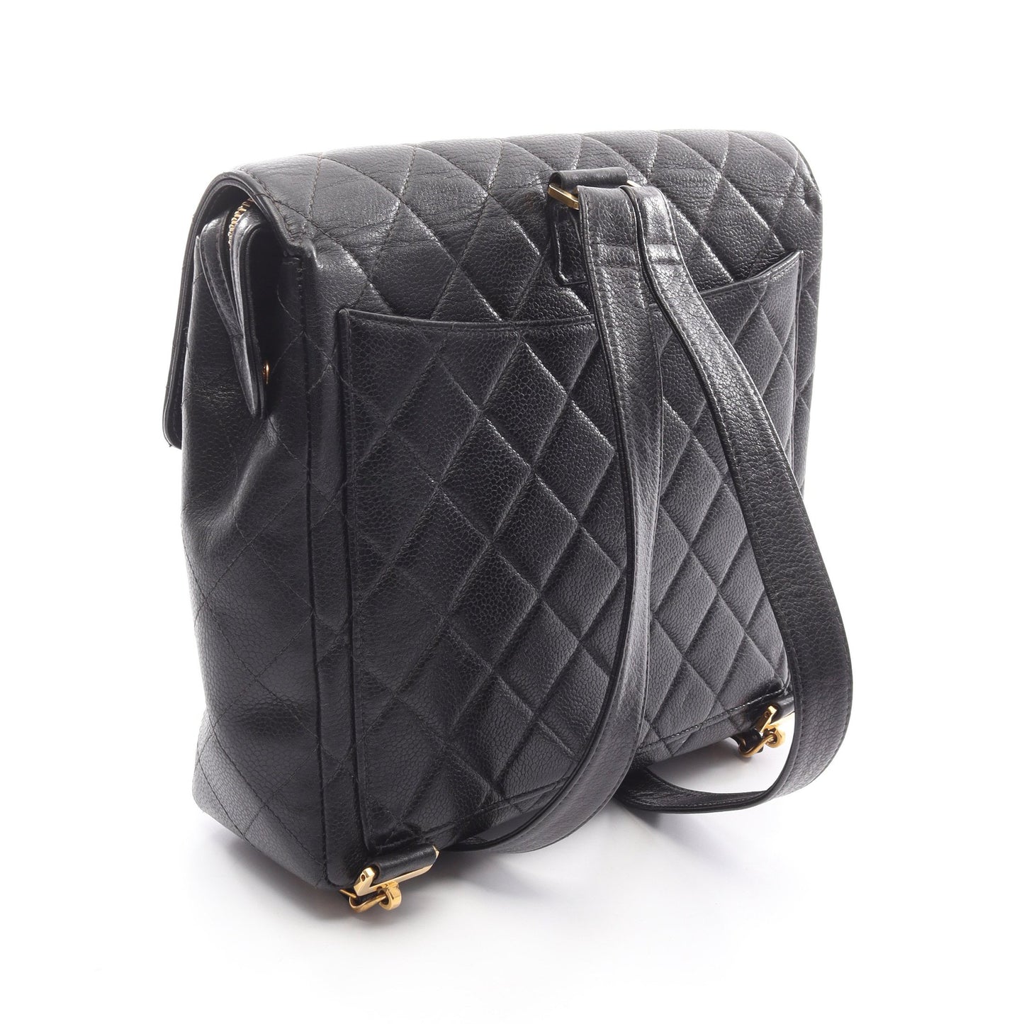 マトラッセ バックパック リュックサック キャビアスキン ブラック ゴールド金具 シャネル バッグ CHANEL