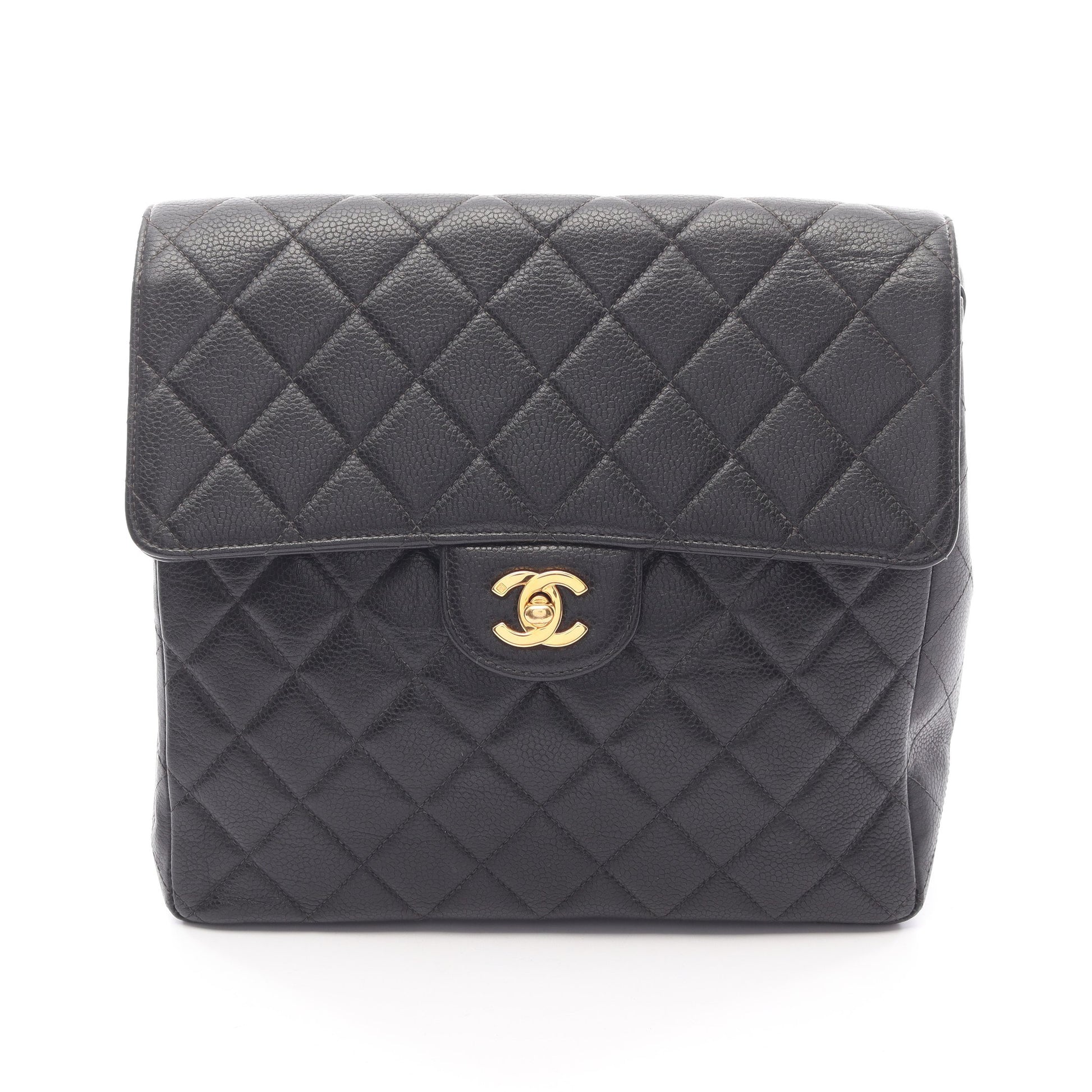 マトラッセ バックパック リュックサック キャビアスキン ブラック ゴールド金具 シャネル バッグ CHANEL