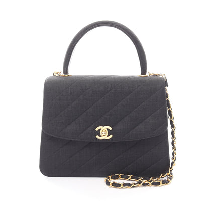 マトラッセ トップハンドルバッグ ハンドバッグ キャンバス レザー ブラック ゴールド金具 2WAY シャネル バッグ CHANEL