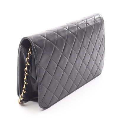 マトラッセ フルフラップ チェーンショルダーバッグ ラムスキン ブラック ゴールド金具 シャネル バッグ CHANEL