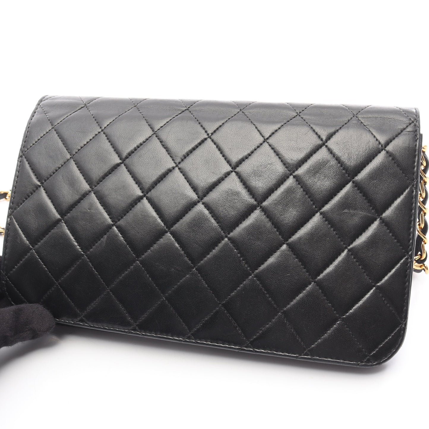 マトラッセ フルフラップ チェーンショルダーバッグ ラムスキン ブラック ゴールド金具 シャネル バッグ CHANEL
