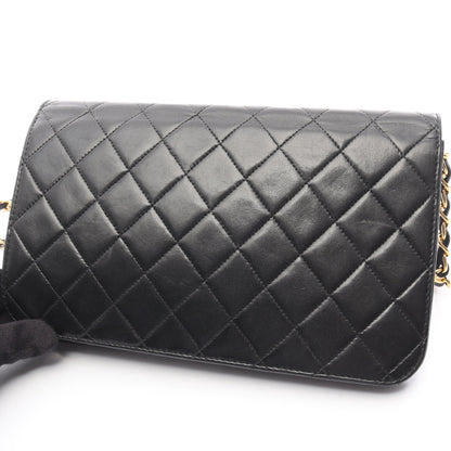 マトラッセ フルフラップ チェーンショルダーバッグ ラムスキン ブラック ゴールド金具 シャネル バッグ CHANEL