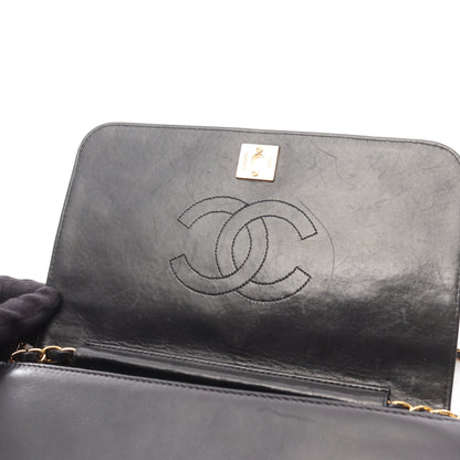 マトラッセ フルフラップ チェーンショルダーバッグ ラムスキン ブラック ゴールド金具 シャネル バッグ CHANEL