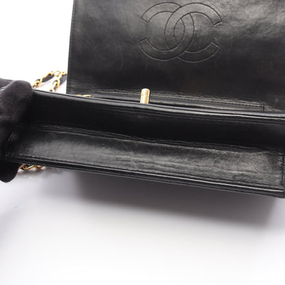 マトラッセ フルフラップ チェーンショルダーバッグ ラムスキン ブラック ゴールド金具 シャネル バッグ CHANEL