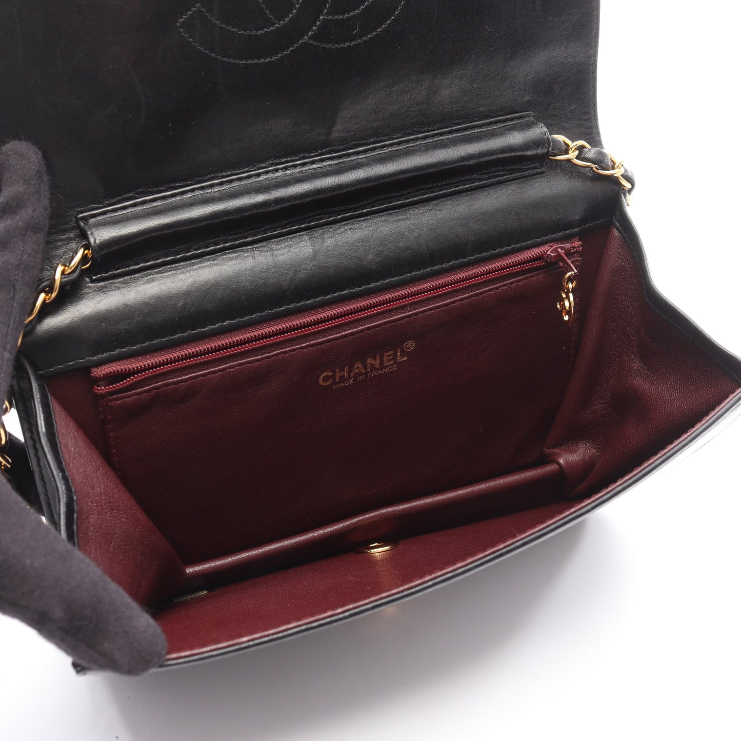 マトラッセ フルフラップ チェーンショルダーバッグ ラムスキン ブラック ゴールド金具 シャネル バッグ CHANEL