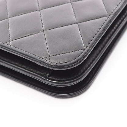 マトラッセ フルフラップ チェーンショルダーバッグ ラムスキン ブラック ゴールド金具 シャネル バッグ CHANEL