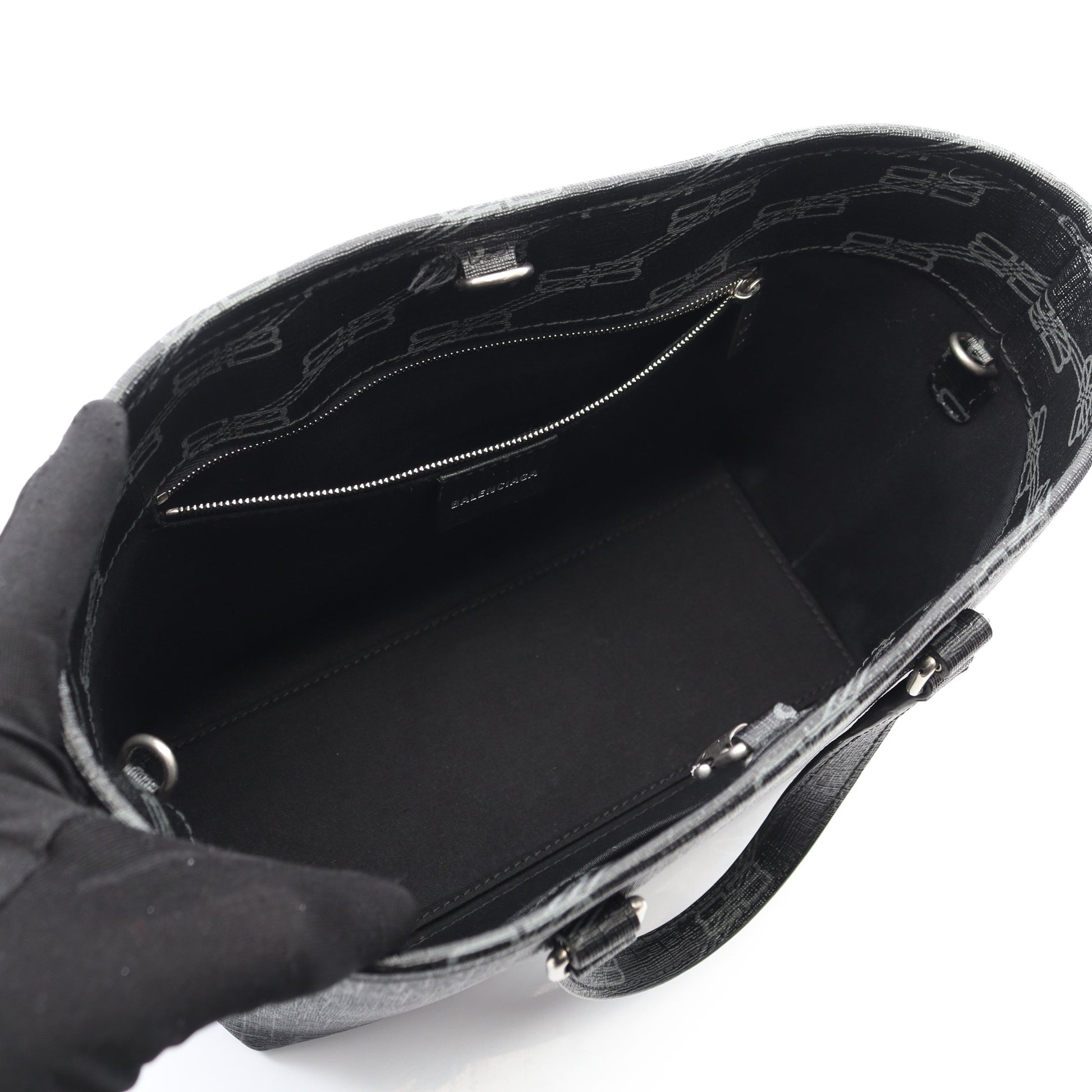 シグネチャー スモール ショッパー ハンドバッグ PVC ブラック 2WAY バレンシアガ バッグ BALENCIAGA
