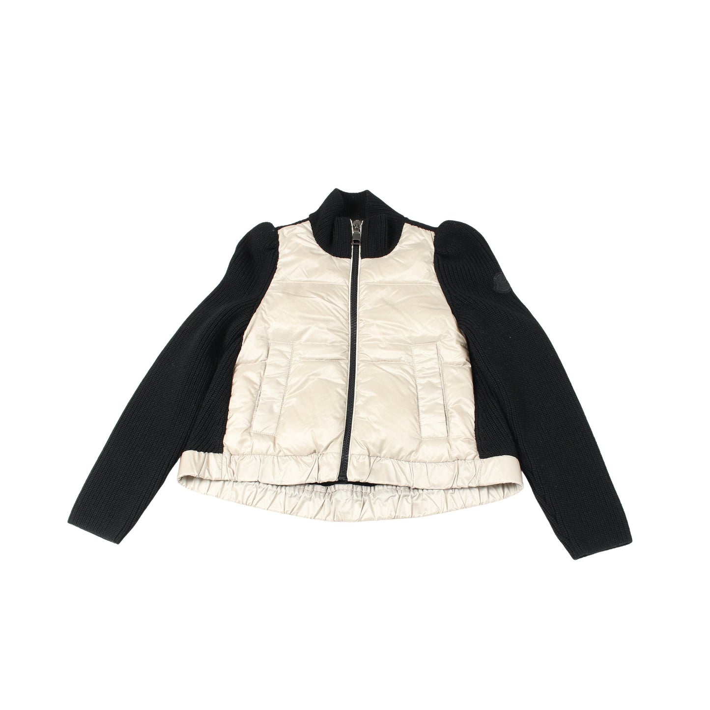キッズ カーディガン 切替 ダウンジャケット ナイロン ウール ベージュ ブラック アウター MONCLER