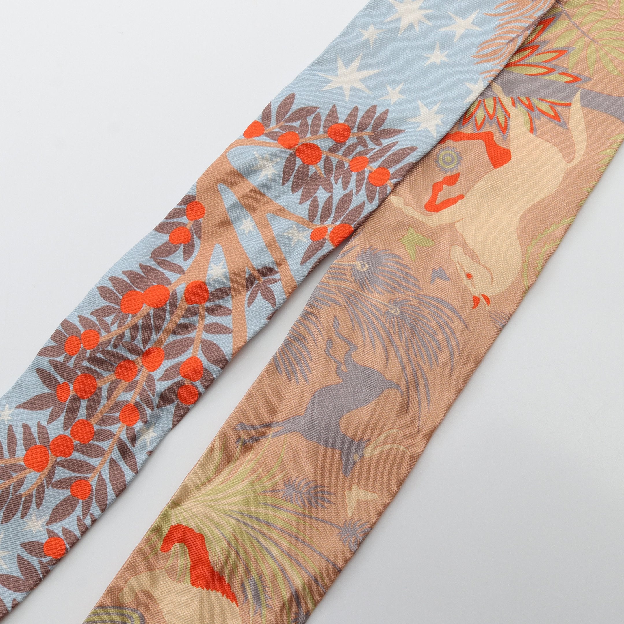 【HERMÈS】 ツイリー リボンシルクスカーフ エルメス ツイリー ボルデュックリボン スカーフ シルク ベージュ