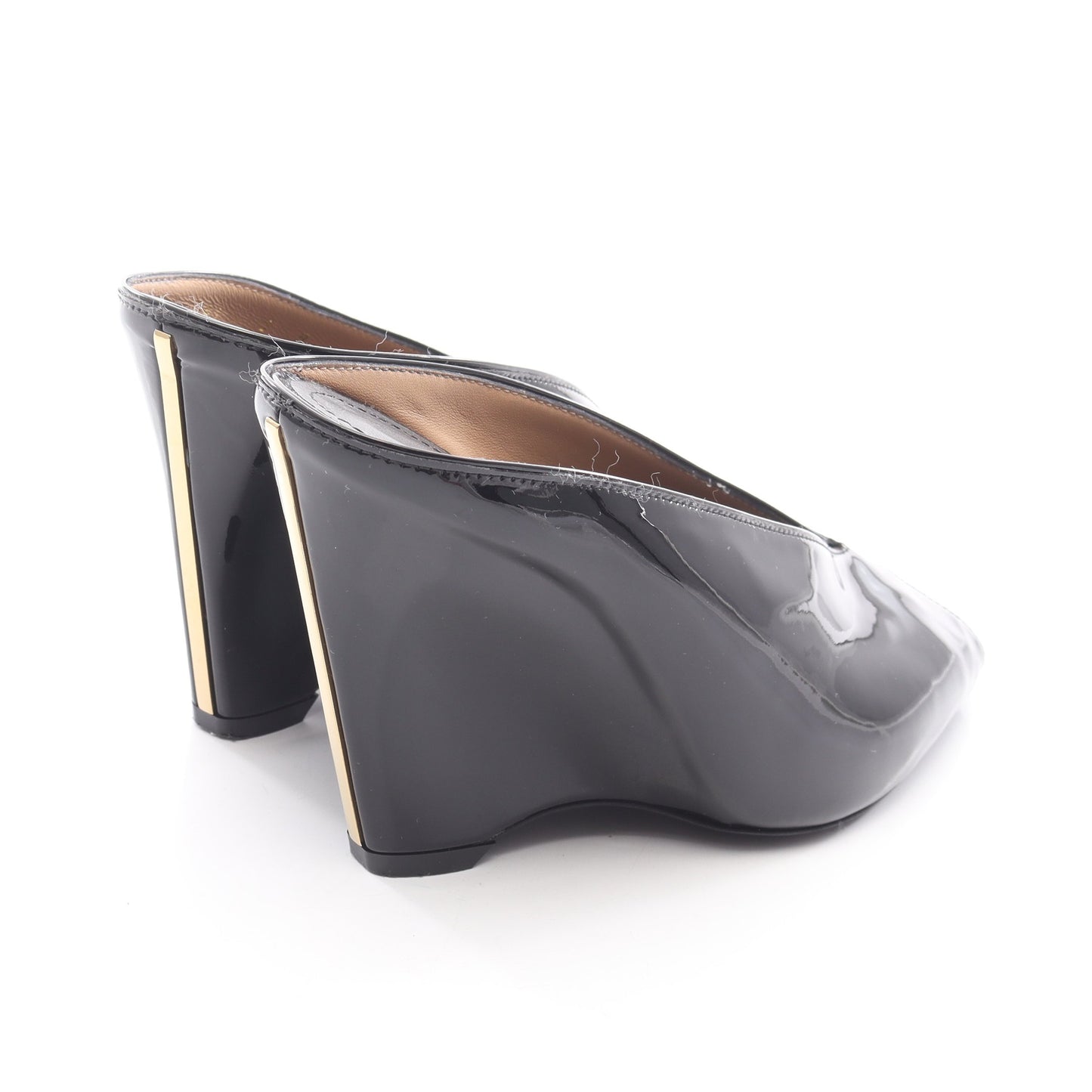オープントゥ パンプス エナメルレザー ブラック サルヴァトーレフェラガモ シューズ Salvatore Ferragamo