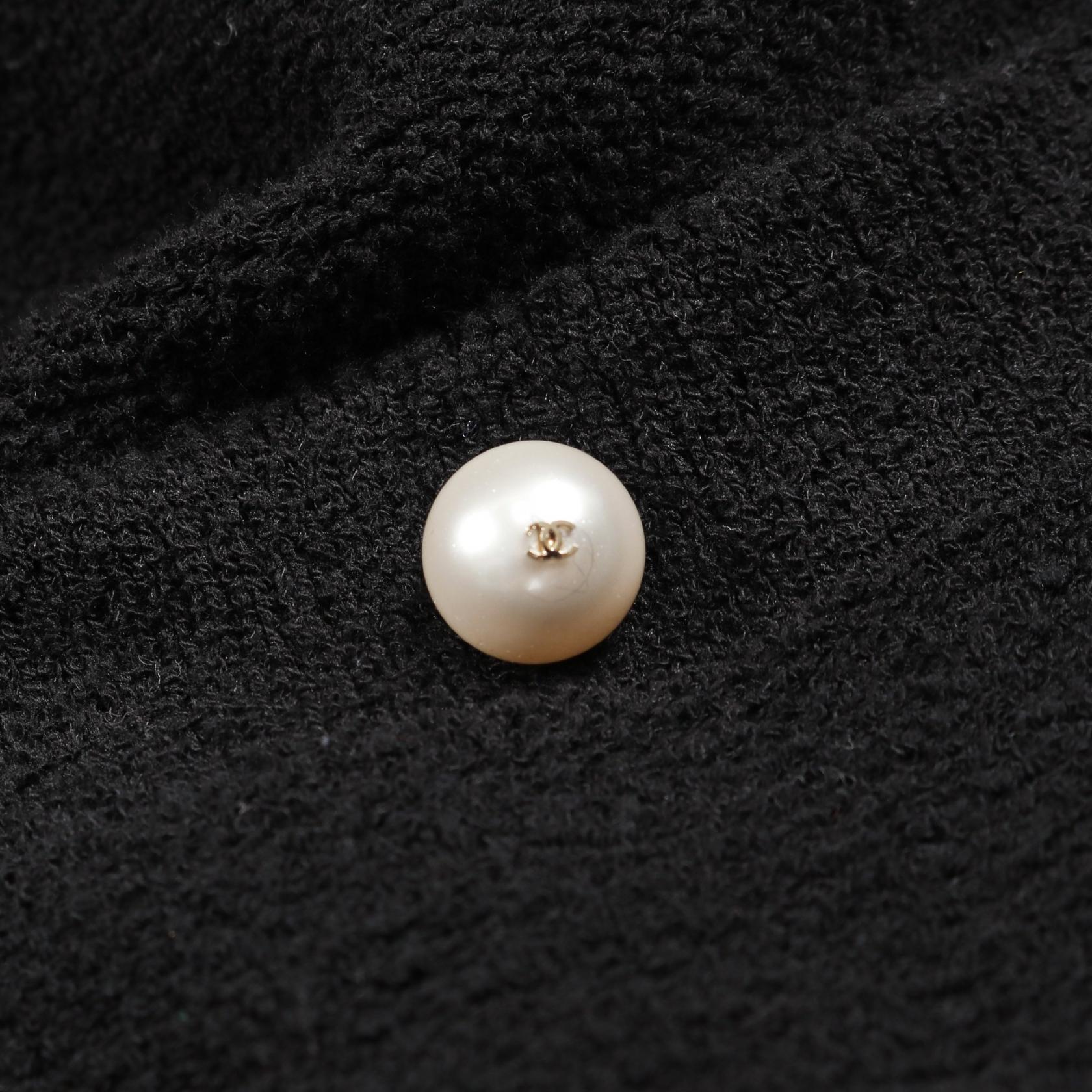 ココマーク フェイクパールボタン ワンピース コットン ブラック  