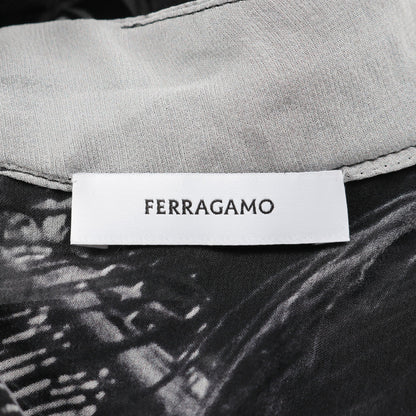 セットアップ ボタニカル フラミンゴ シルク ブラック ホワイト グレー サルヴァトーレフェラガモ スーツ Salvatore Ferragamo