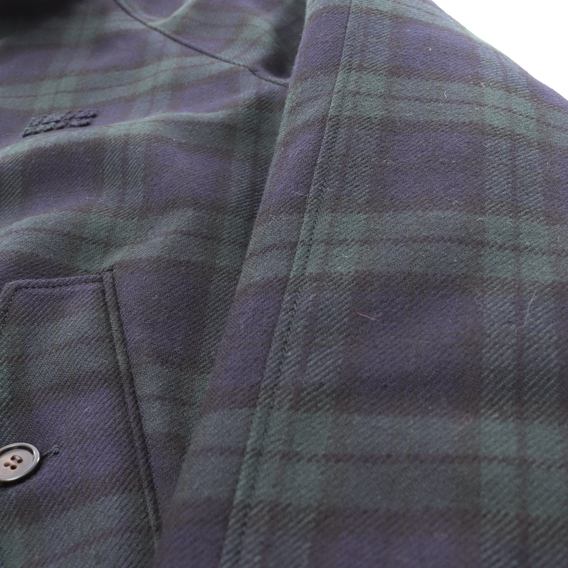 チェックツイル ブルゾン ジャケット ウール ダークグリーン ネイビー