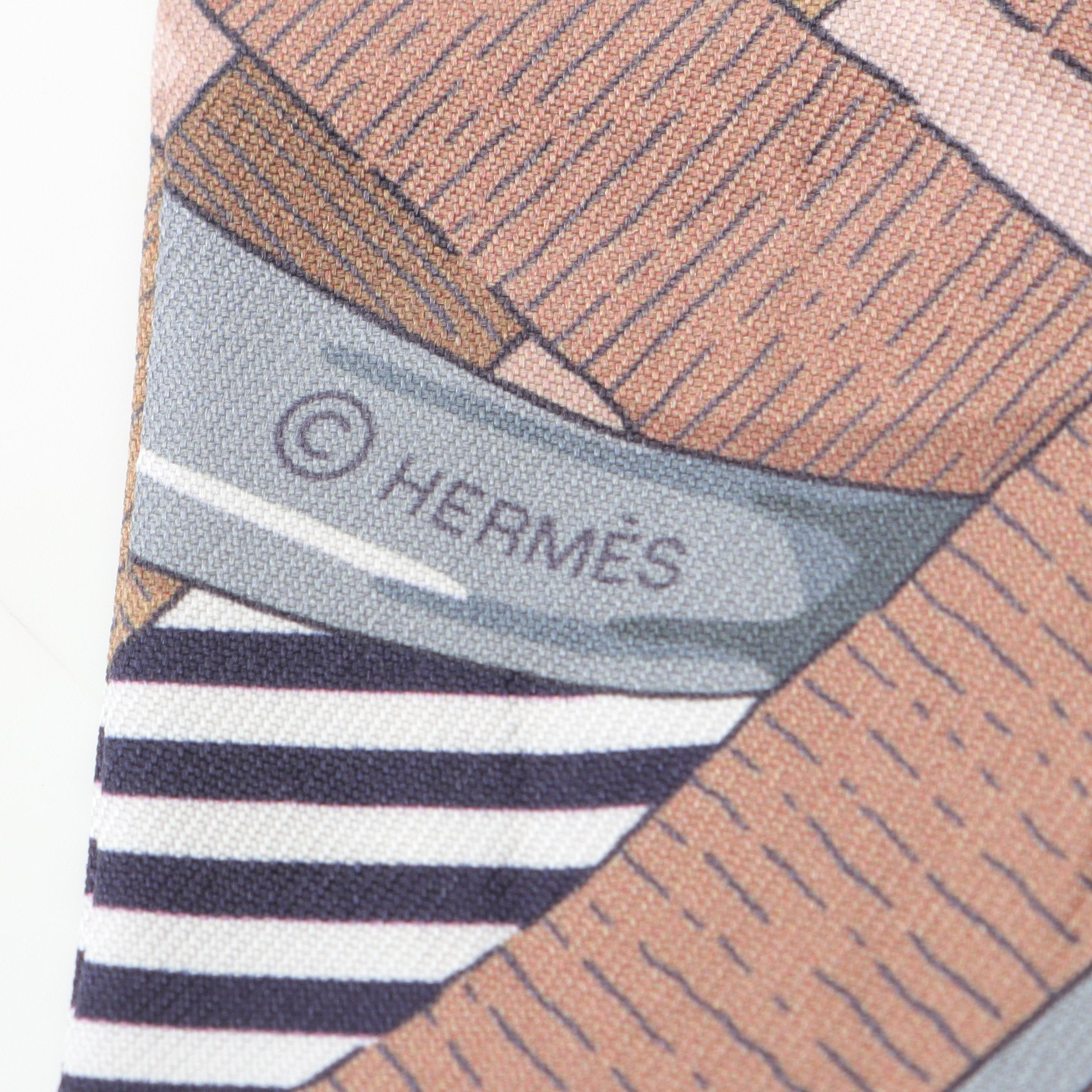 美品　エルメス　ツイリー　Mors a jouets chemise スカーフ ツイリー Mors a jouets chemise リボン スカーフ シルク ピンク