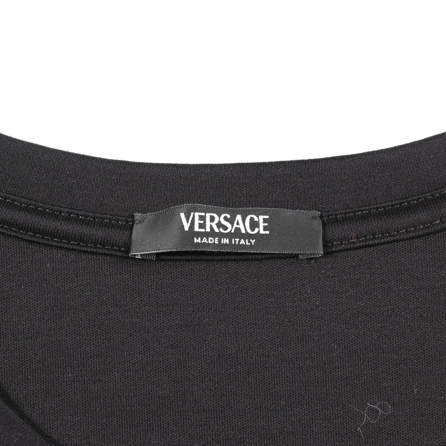 ロゴ Tシャツ ビーズ刺繍 コットン ブラック ヴェルサーチ トップス Versace