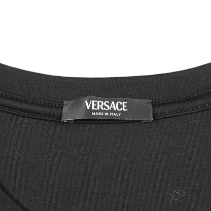ロゴ Tシャツ ビーズ刺繍 コットン ブラック ヴェルサーチ トップス Versace