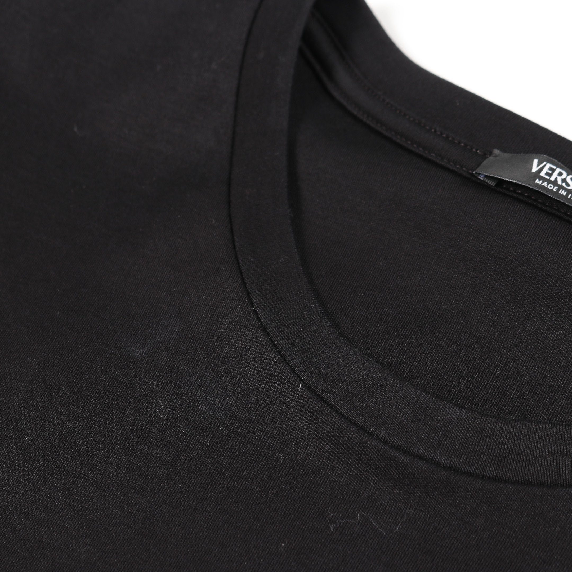 ロゴ Tシャツ ビーズ刺繍 コットン ブラック ヴェルサーチ – RECLO