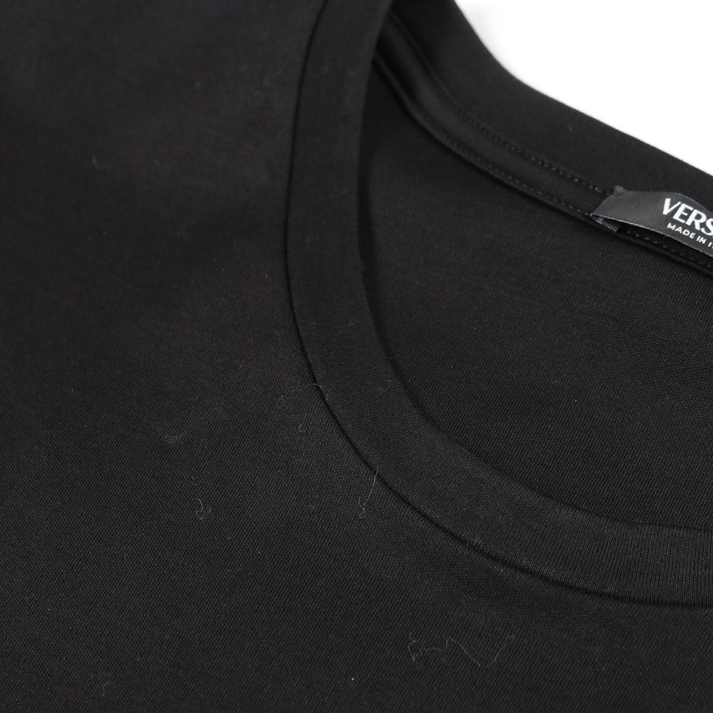 ロゴ Tシャツ ビーズ刺繍 コットン ブラック ヴェルサーチ トップス Versace