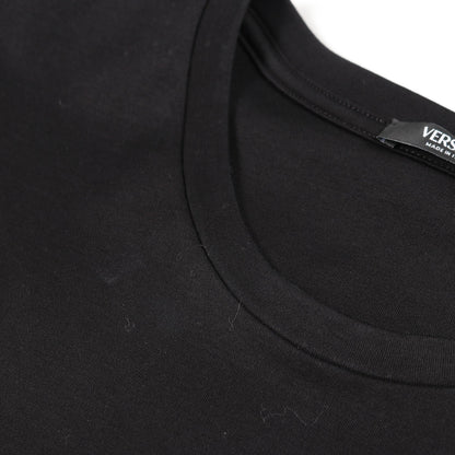 ロゴ Tシャツ ビーズ刺繍 コットン ブラック ヴェルサーチ トップス Versace