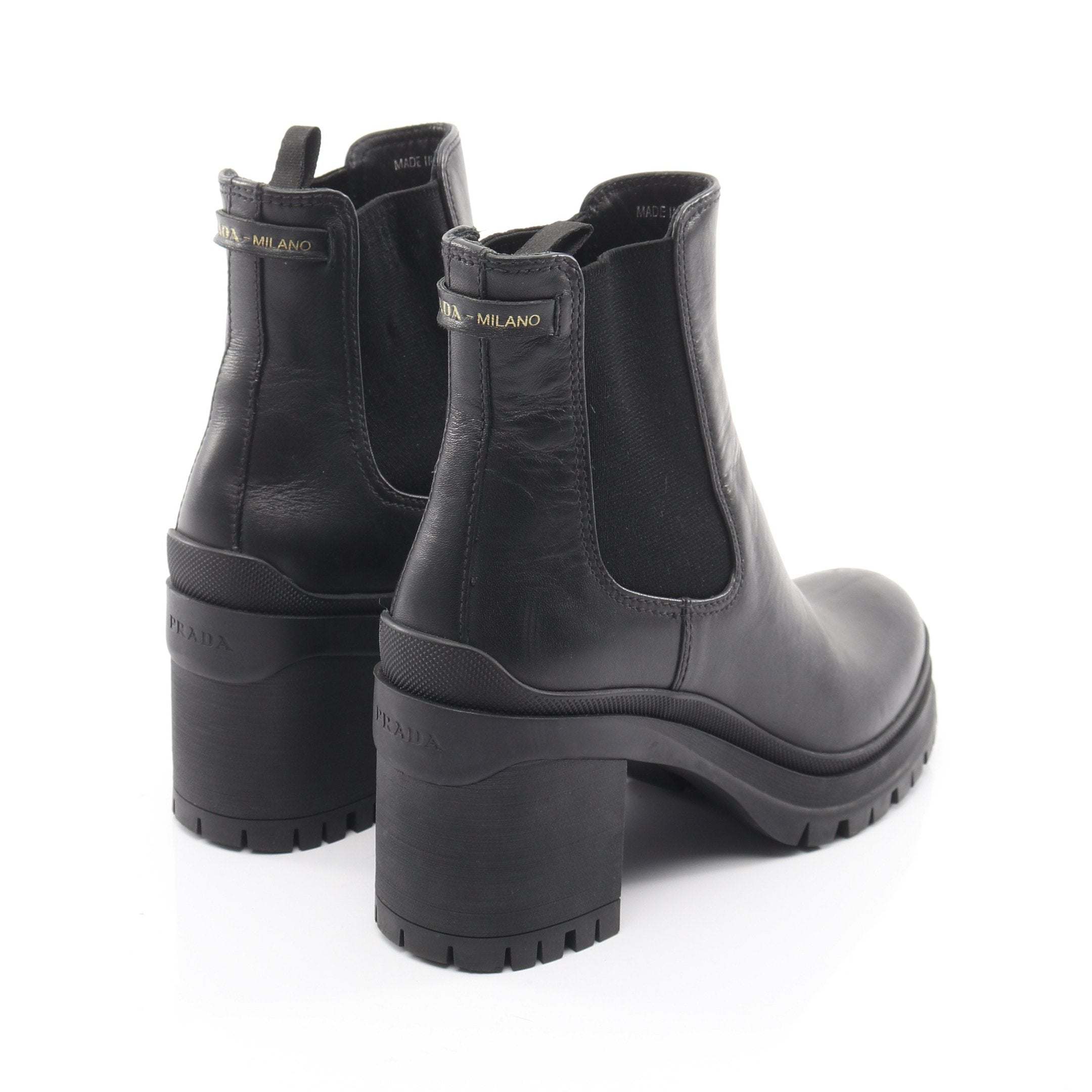 サイドゴアブーツ レザー ブラック プラダ – RECLO