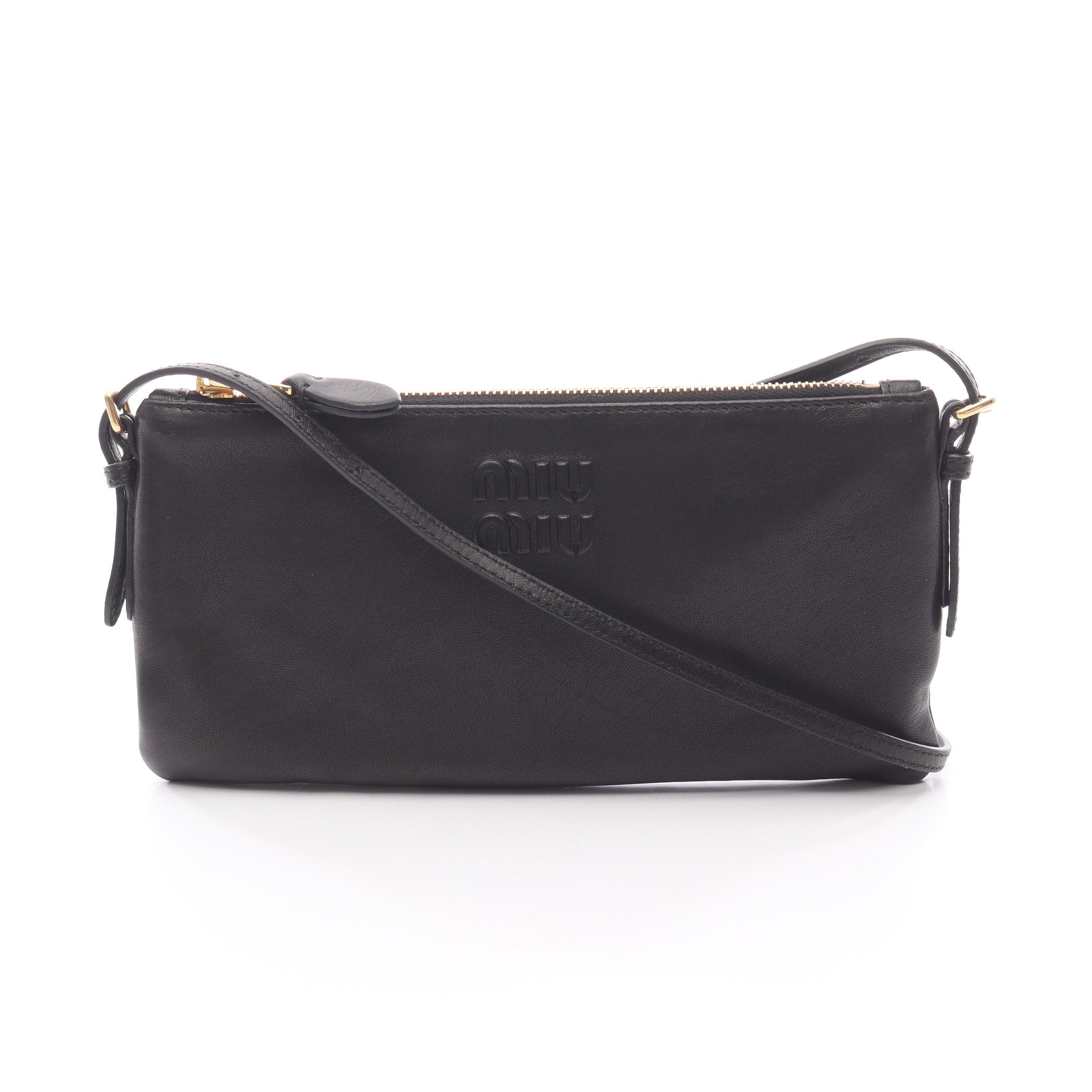 ポーチ ショルダーバッグ レザー ブラック ミュウミュウ – RECLO