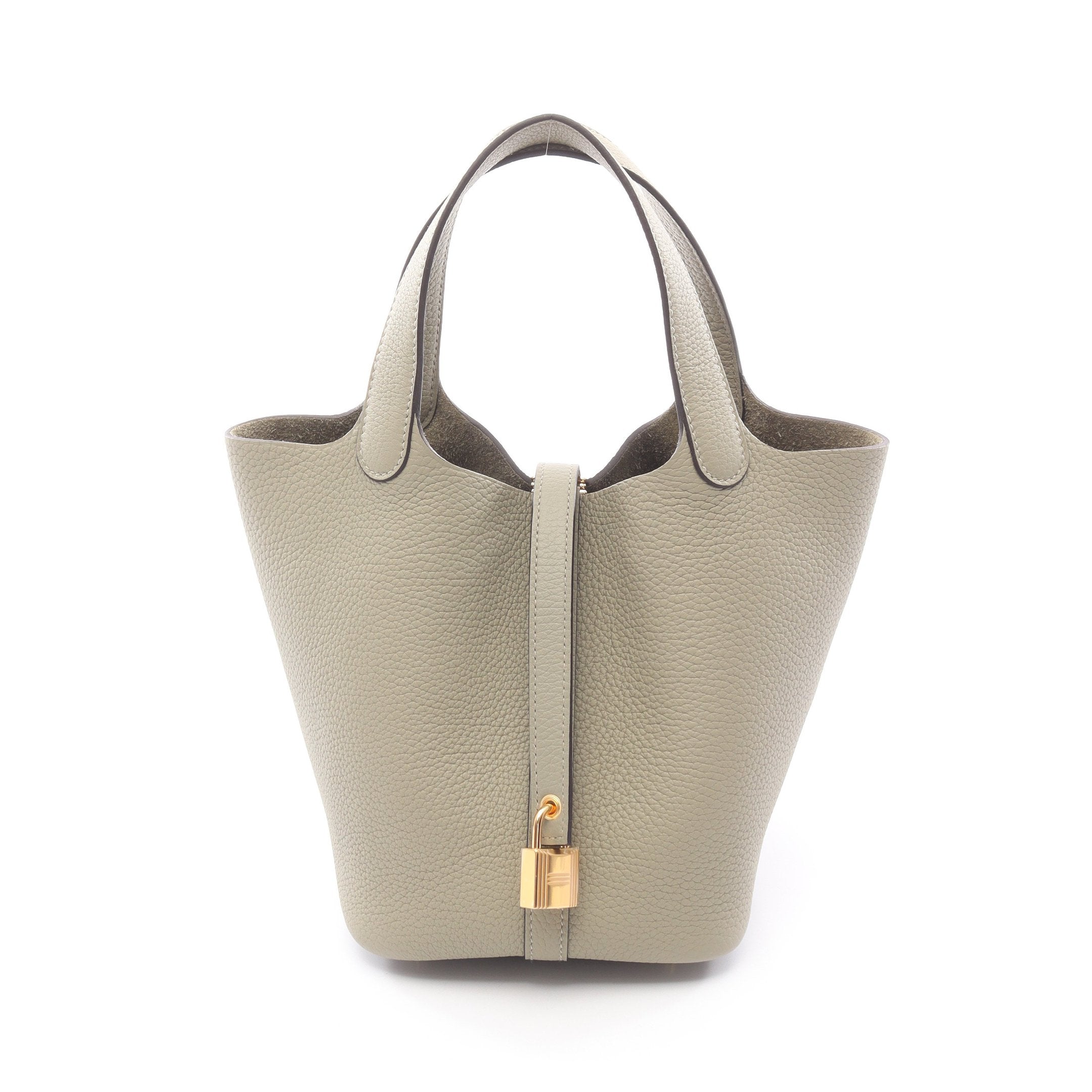 ピコタンロックPM セージ ハンドバッグ トリヨンクレマンス グレー