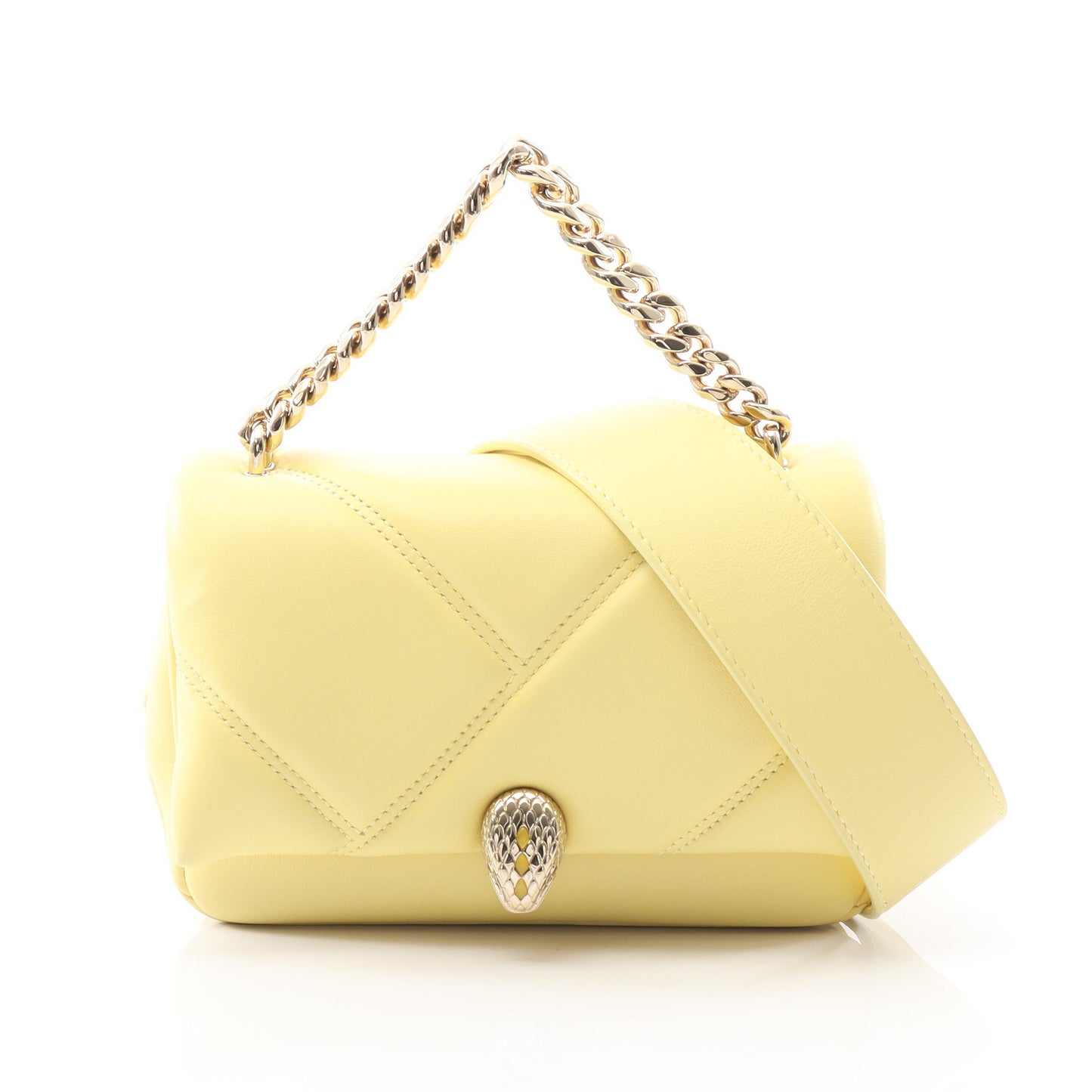 セルペンティ カボション チェーンハンドバッグ レザー ライトイエロー 2WAY ブルガリ バッグ BVLGARI