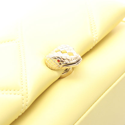 セルペンティ カボション チェーンハンドバッグ レザー ライトイエロー 2WAY ブルガリ バッグ BVLGARI