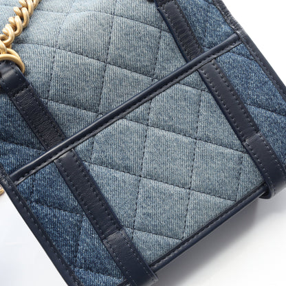 ミニマトラッセ チェーンショルダーバッグ デニム レザー ブルー ネイビー ゴールド金具 2WAY シャネル バッグ CHANEL