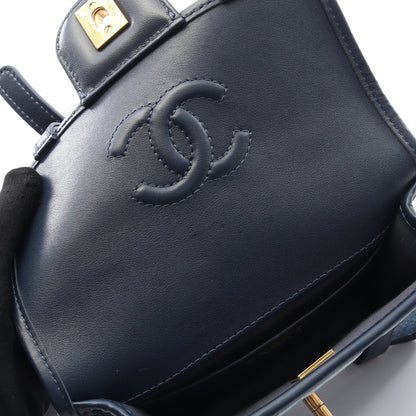ミニマトラッセ チェーンショルダーバッグ デニム レザー ブルー ネイビー ゴールド金具 2WAY シャネル バッグ CHANEL