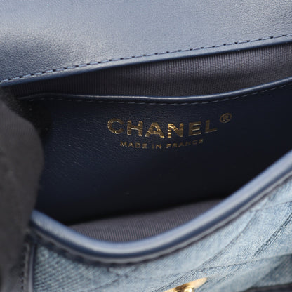 ミニマトラッセ チェーンショルダーバッグ デニム レザー ブルー ネイビー ゴールド金具 2WAY シャネル バッグ CHANEL