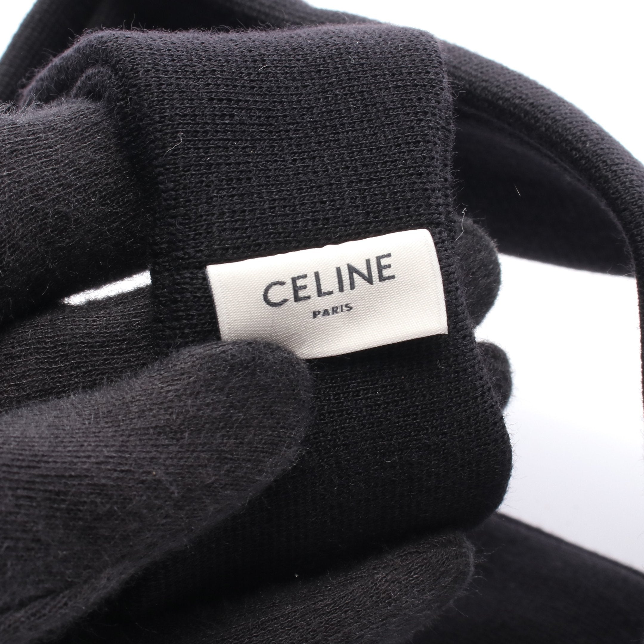 CELINE 黒 ヘアバンド CELINE ブラック ロゴ ヘアバンド