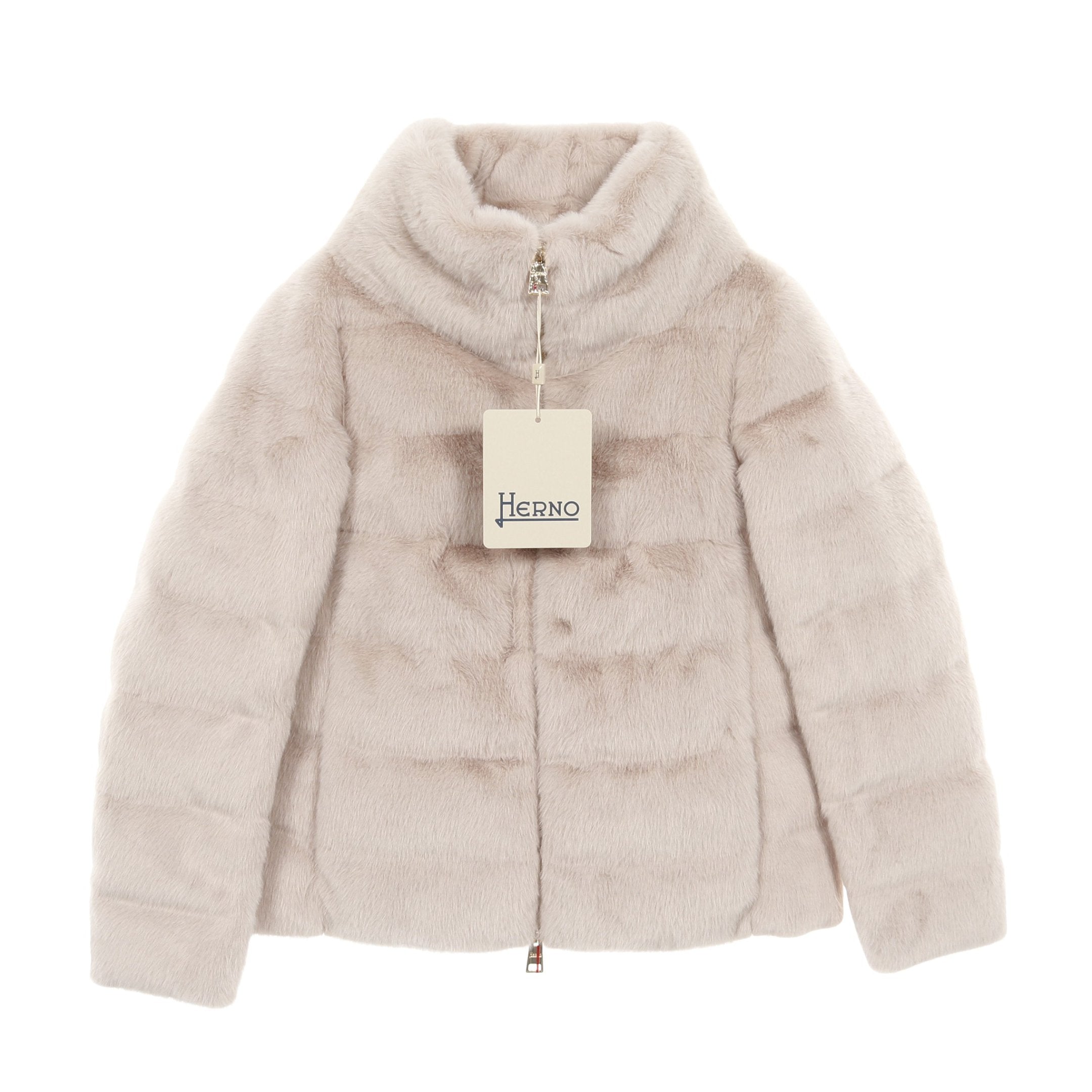 エコファー ダウンジャケット ハイネック グレーベージュ ヘルノ – RECLO