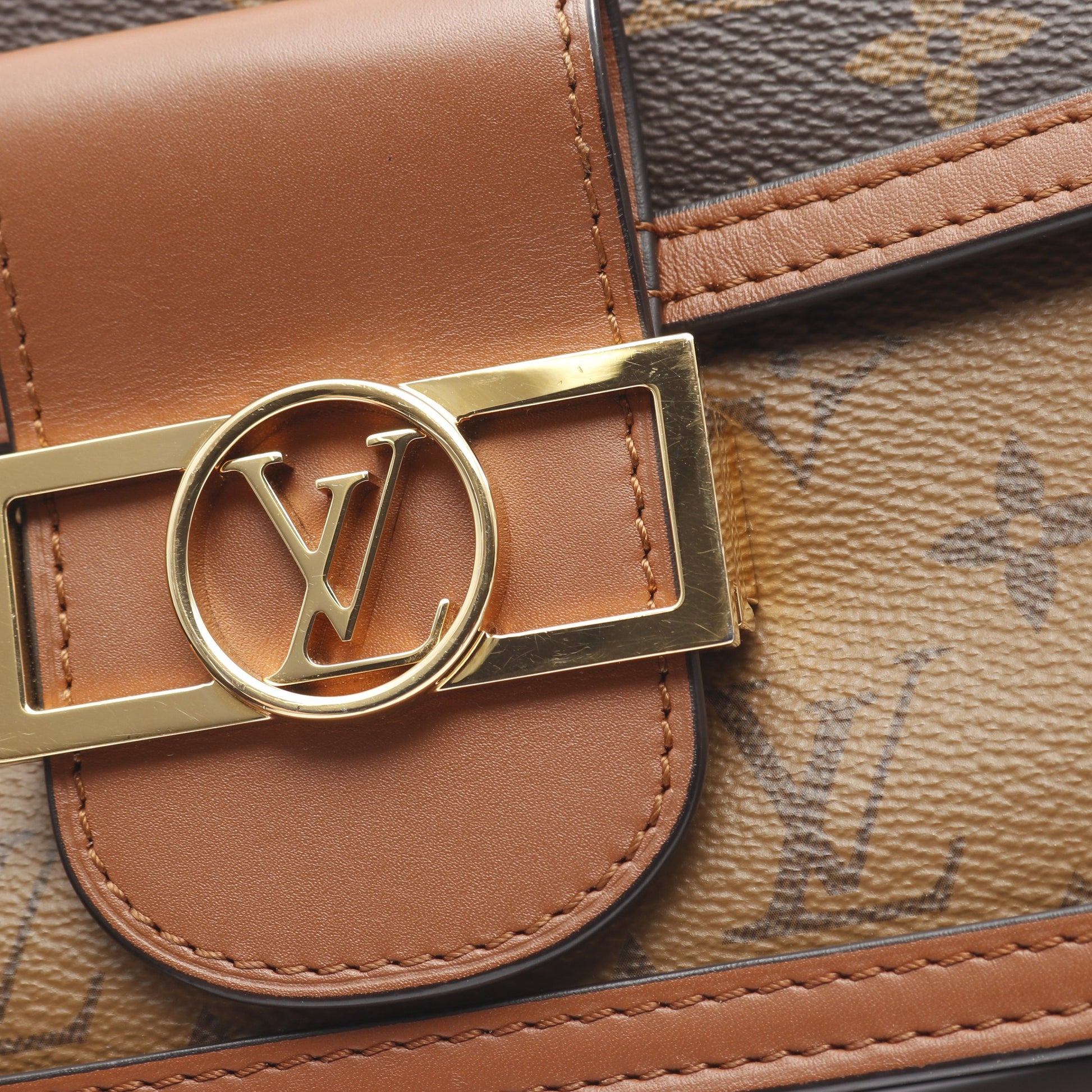 ドーフィーヌ MINI モノグラムリバース ショルダーバッグ PVC レザー ブラウン ベージュ ルイヴィトン バッグ LOUIS VUITTON