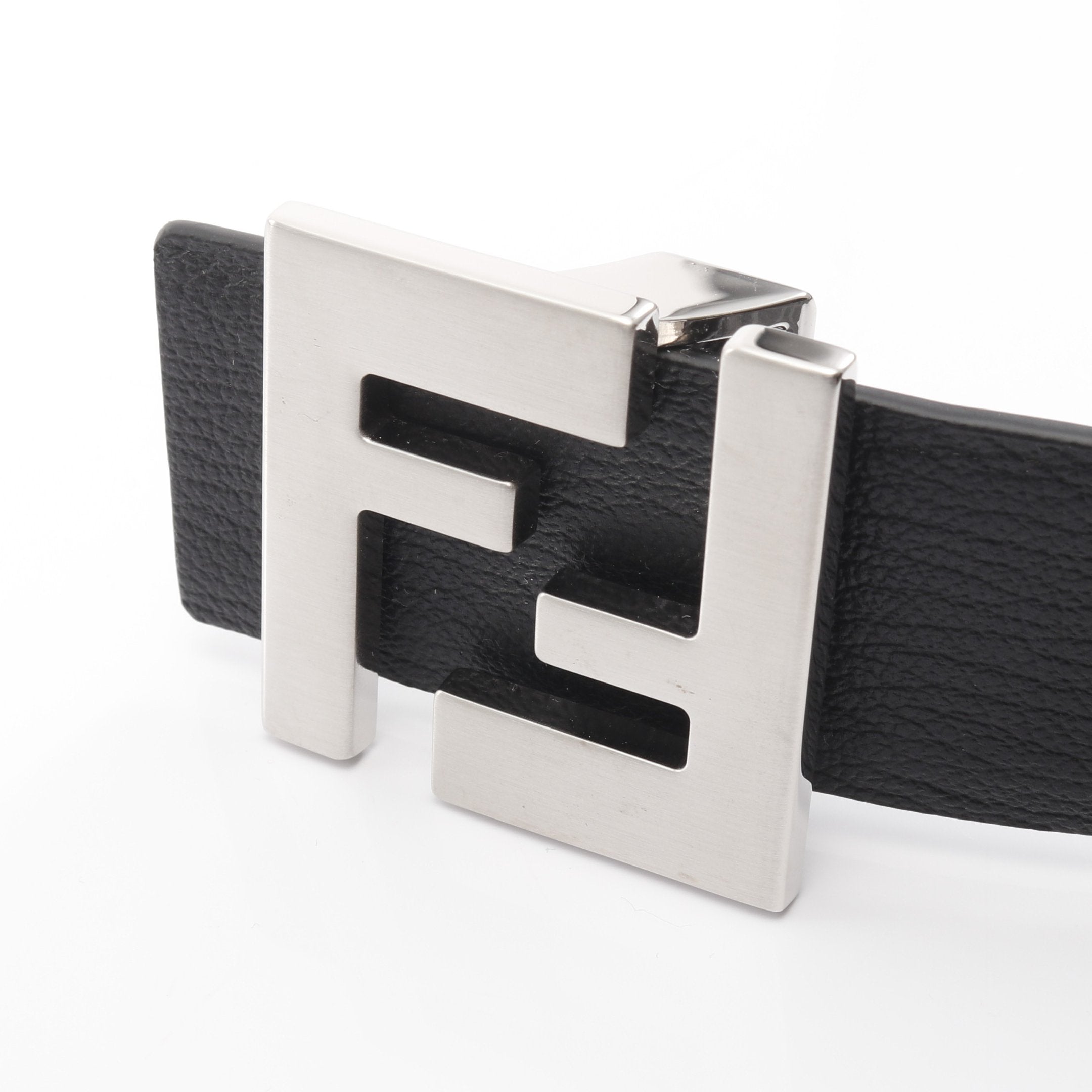 FFスクエア ベルト レザー ブラック グレー リバーシブル