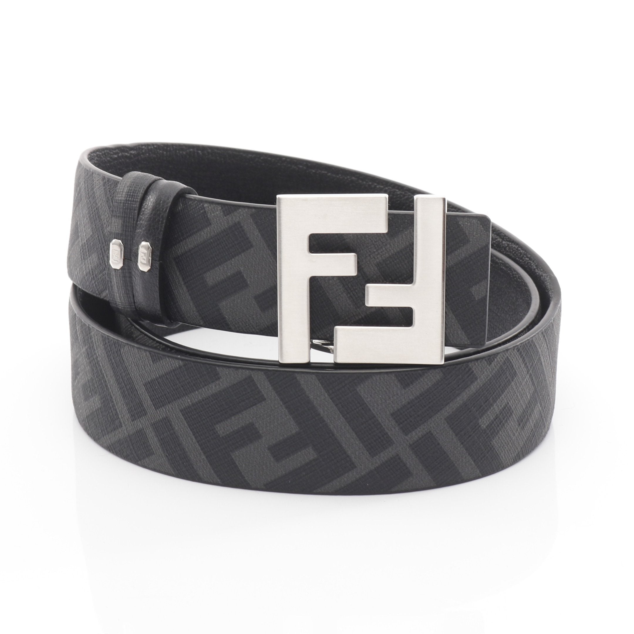FFスクエア ベルト レザー ブラック グレー リバーシブル