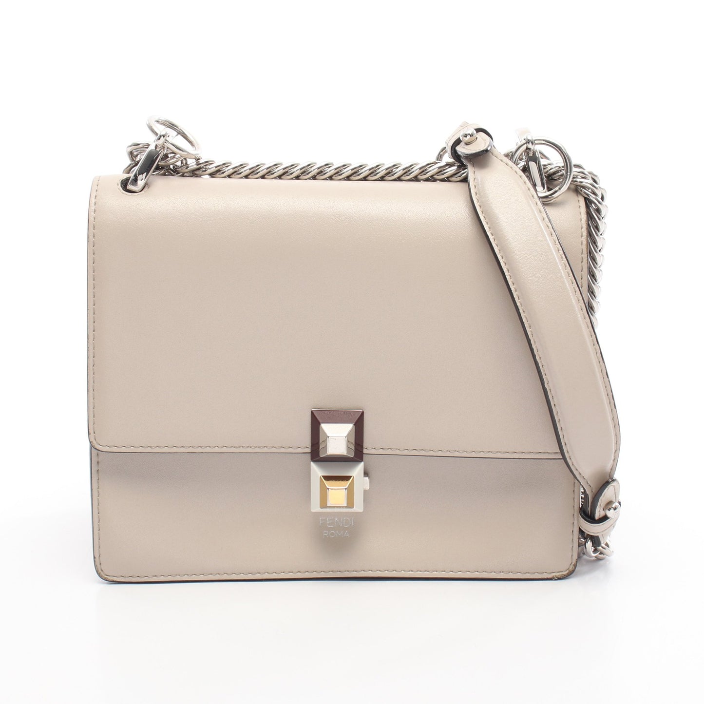 MINI KAN I ミニ キャナイ チェーンショルダーバッグ レザー ベージュ フェンディ バッグ FENDI