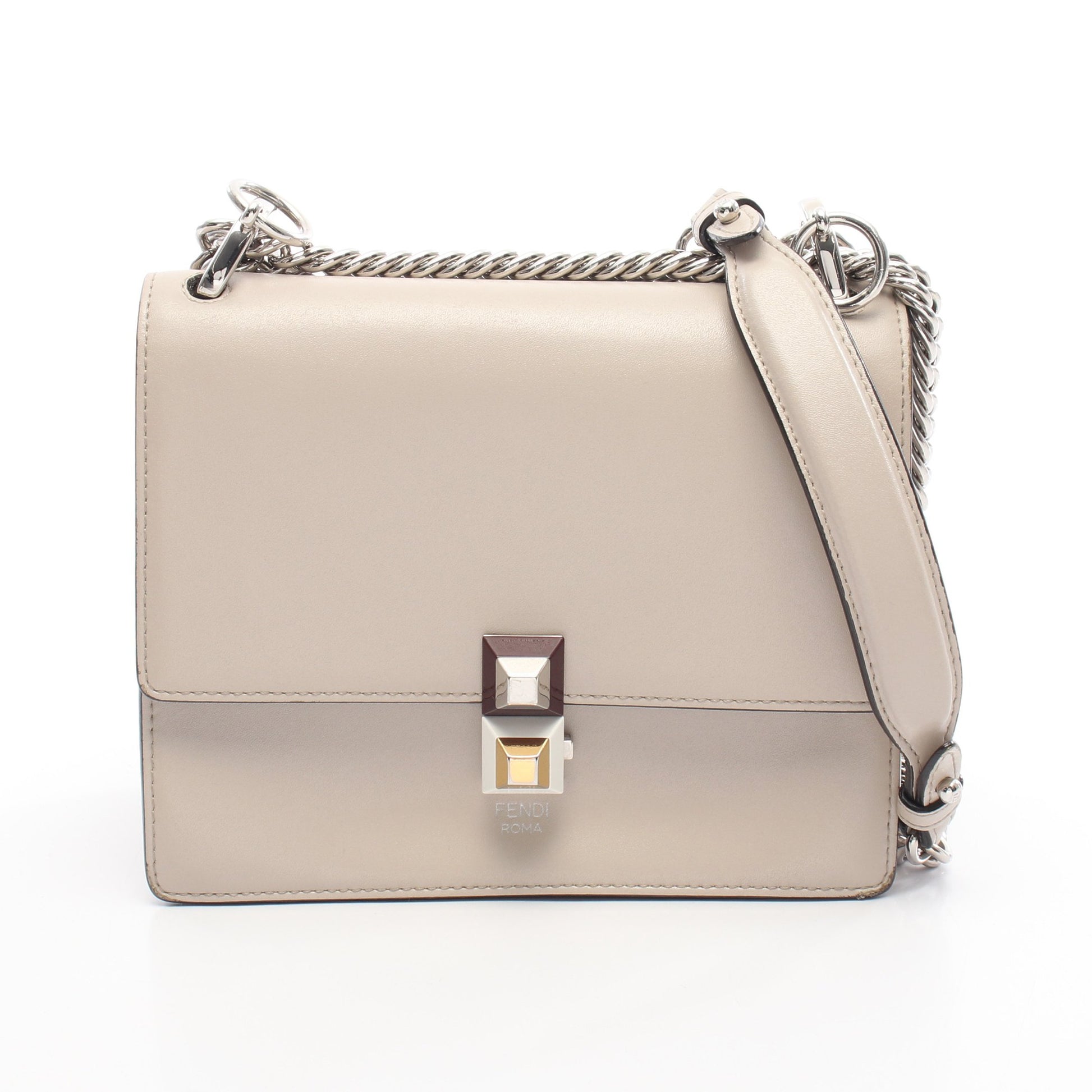 MINI KAN I ミニ キャナイ チェーンショルダーバッグ レザー ベージュ フェンディ バッグ FENDI